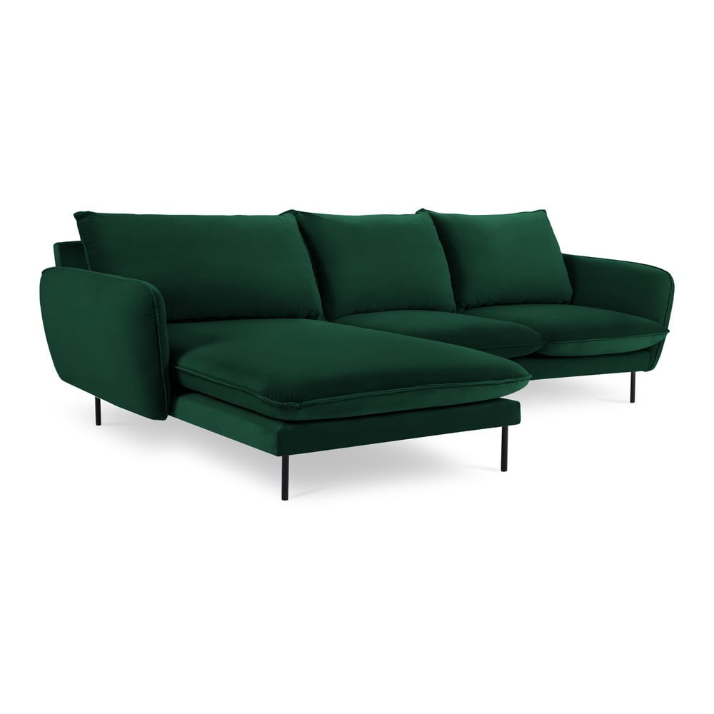 Tmavozelená zamatová rohová pohovka (ľavý roh) Vienna – Cosmopolitan Design