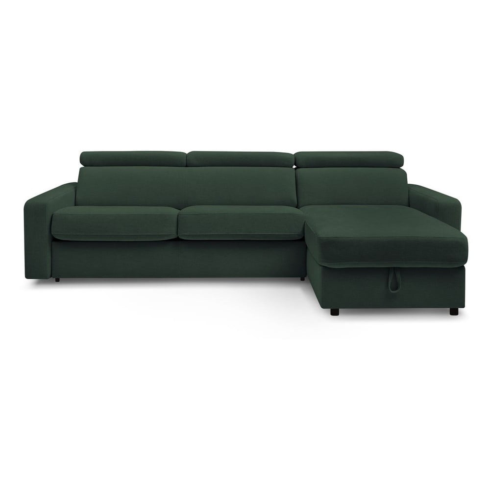 Tmavozelená rozkladacia rohová pohovka (variabilná) Monaco – Bobochic Paris