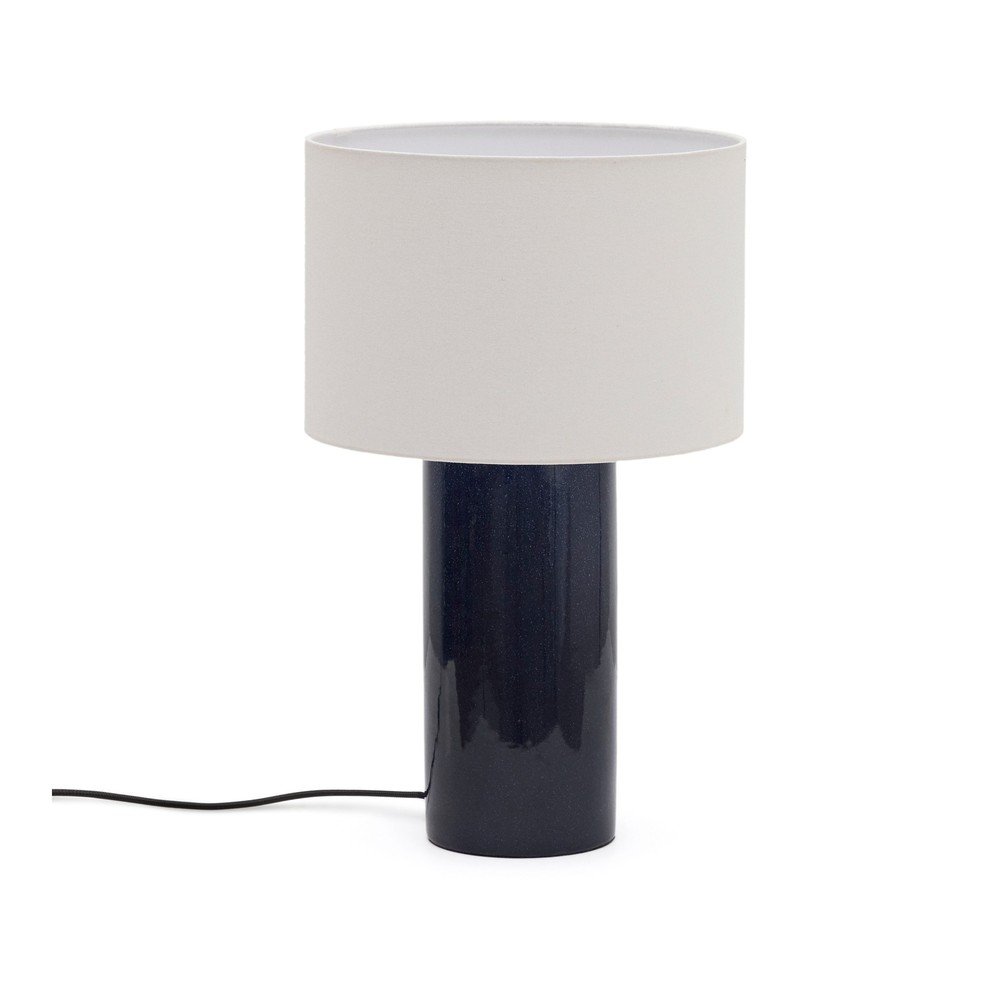 Modrá stolová lampa s textilným tienidlom (výška  53