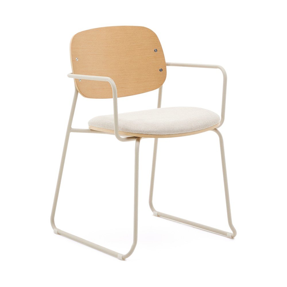 Béžová/v prírodnej farbe kovová jedálenská stolička s podrúčkami Meli – Kave Home