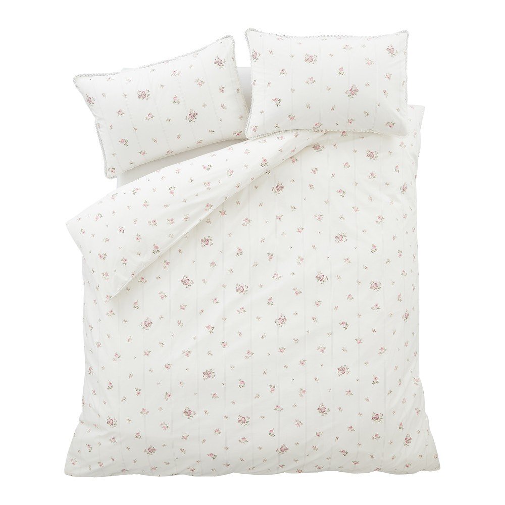 Krémové 3-dielne obliečky na dvojlôžko z bavlneného perkálu 200x200 cm Vintage Rosebud Lace – Bianca