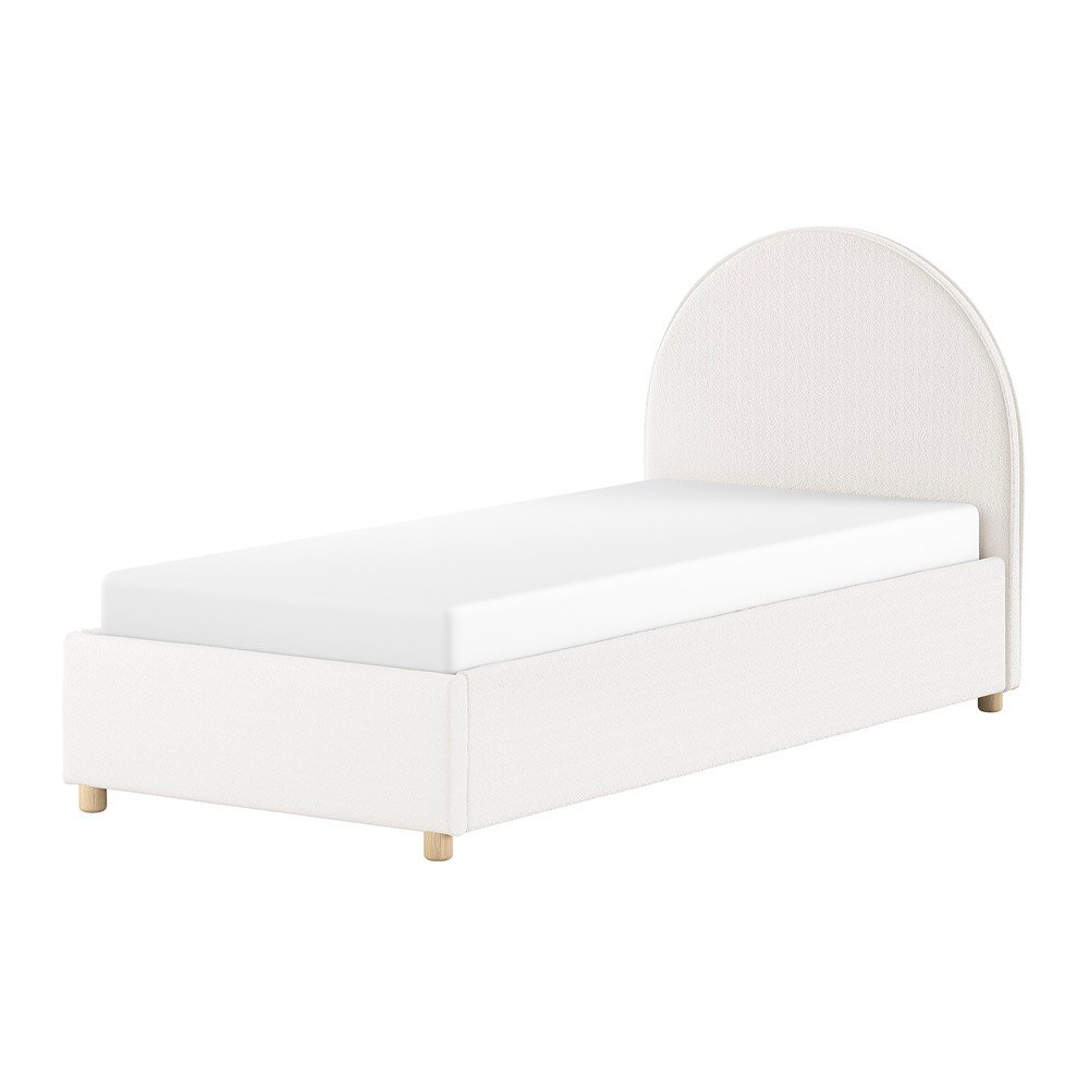 Biela čalúnená jednolôžková posteľ s úložným priestorom s roštom 90x200 cm Moon – Vipack