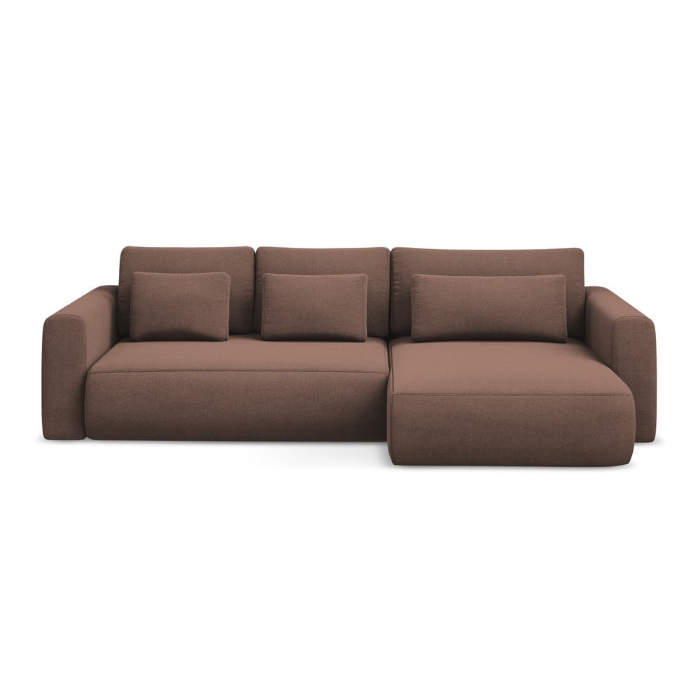 Ružová rozkladacia/s úložným priestorom rohová pohovka (pravý roh/s leňoškou) Kapua – Makamii