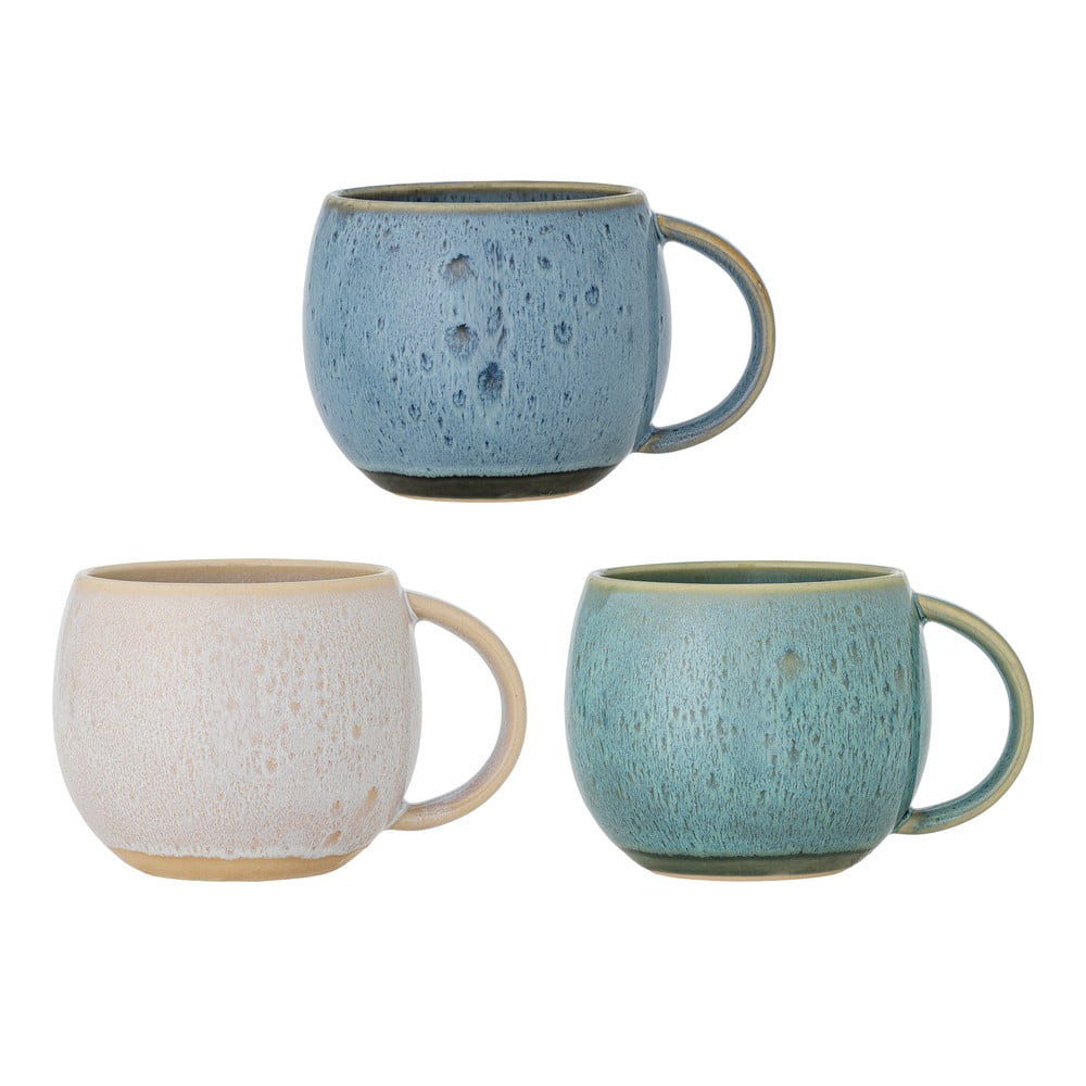 Modré/krémové hrnčeky v súprave 3 ks z kameniny 420 ml Harriet – Bloomingville