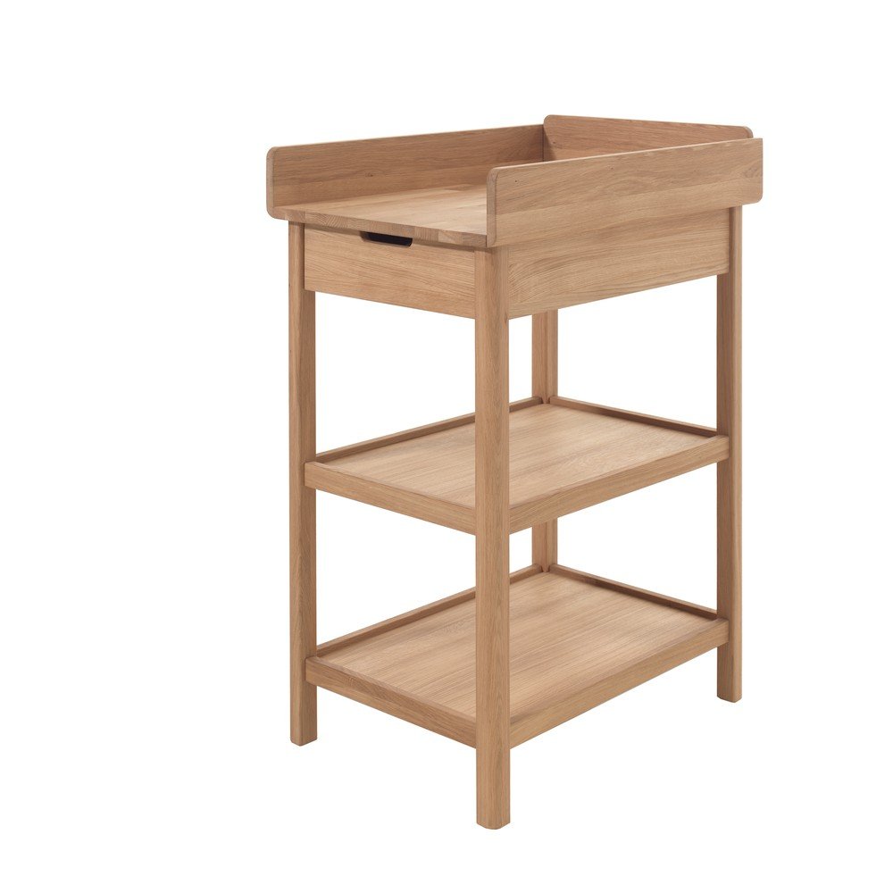 Prebaľovací pult z dubového dreva s prebaľovacím pultom v prírodnej farbe Forrest – Vipack