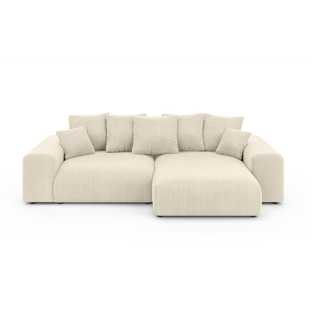 Krémová menčestrová rozkladacia rohová pohovka s úložným priestorom (variabilný roh) Luma – Ropez