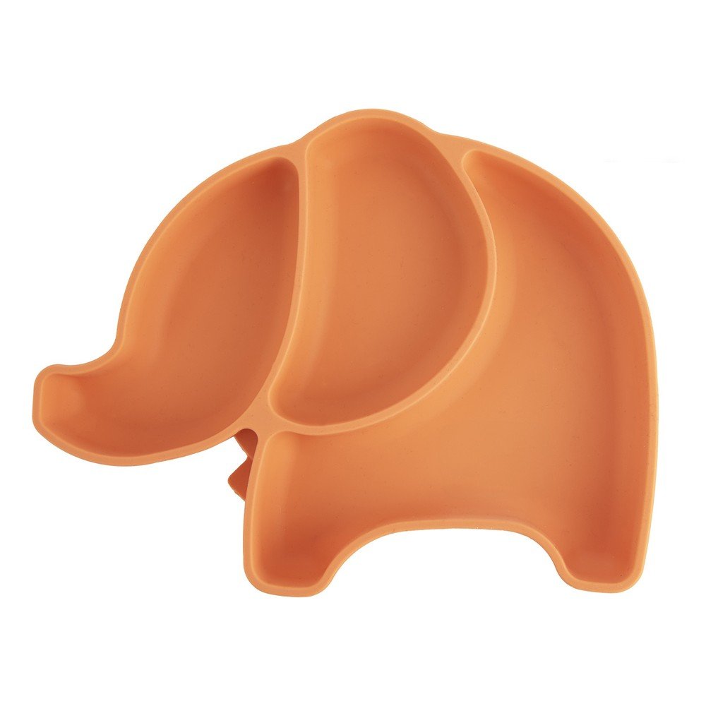 Oranžový silikónový detský tanier 18x23 cm Elephant – Orion