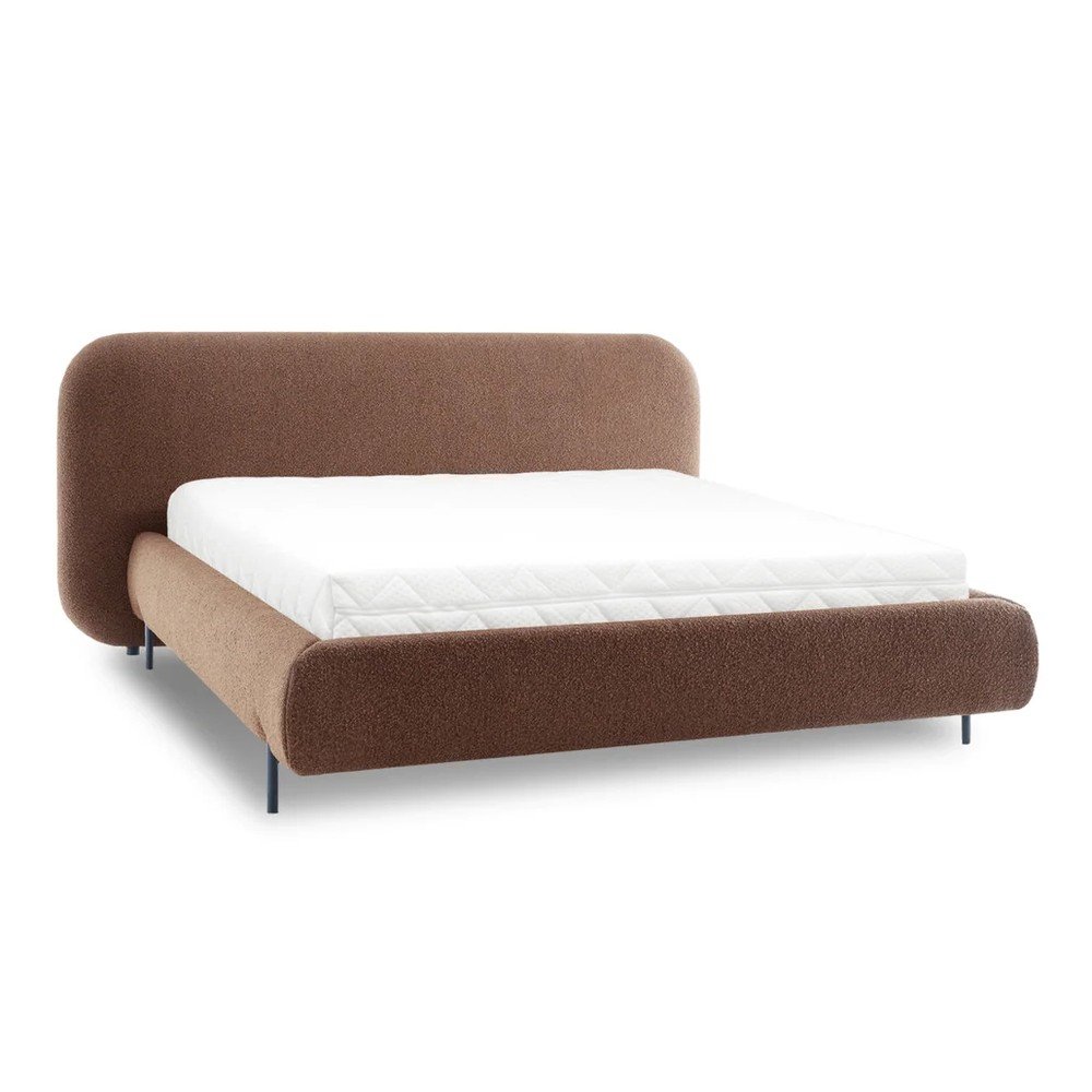 Terakotová čalúnená dvojlôžková posteľ s úložným priestorom s roštom 140x200 cm Pointt – ELTAP