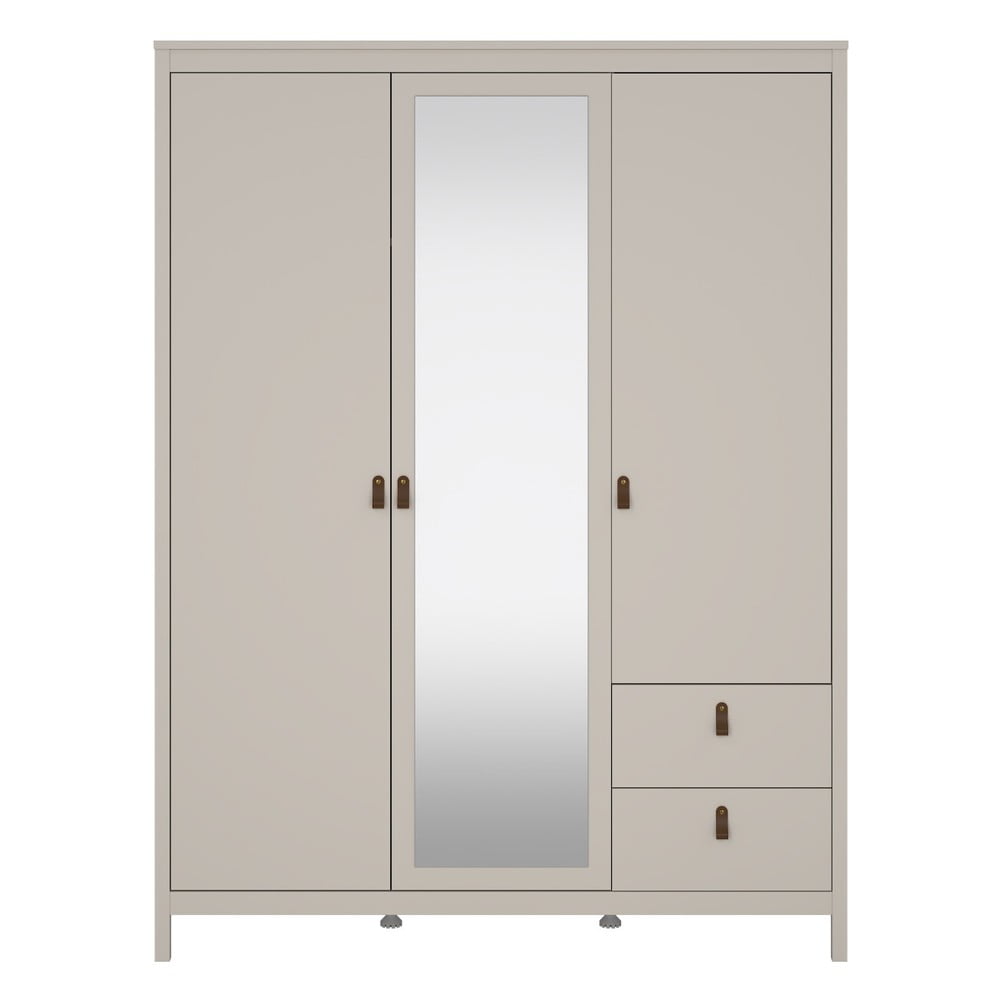 Sivobéžová šatníková skriňa so zrkadlom 150x199x58 cm Madrid – Tvilum