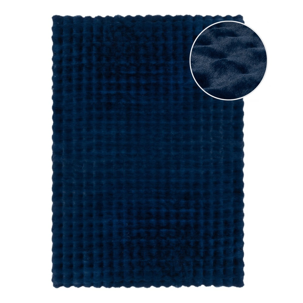 Tmavomodrá syntetická kožušina 180x290 cm Waffle Faux Fur – Flair Rugs