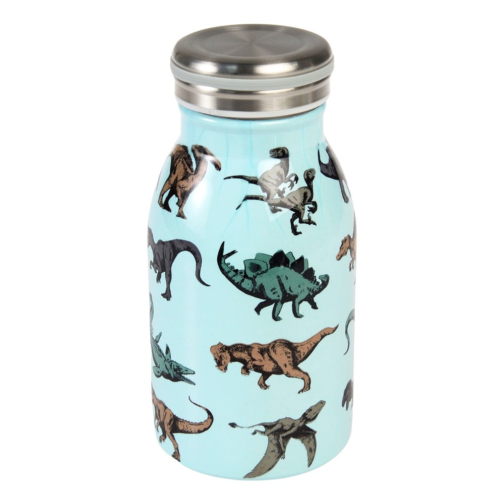 Svetlomodrá detská fľaša z nehrdzavejúcej ocele 250 ml Prehistoric Land – Rex London