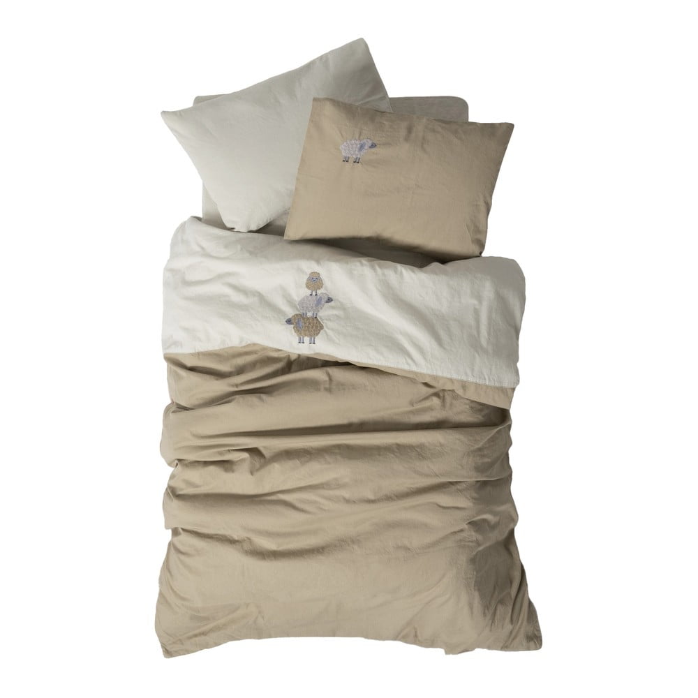 Béžové bavlnené detské obliečky do postieľky s plachtou/4-dielne 100x150 cm Lamp – Mijolnir