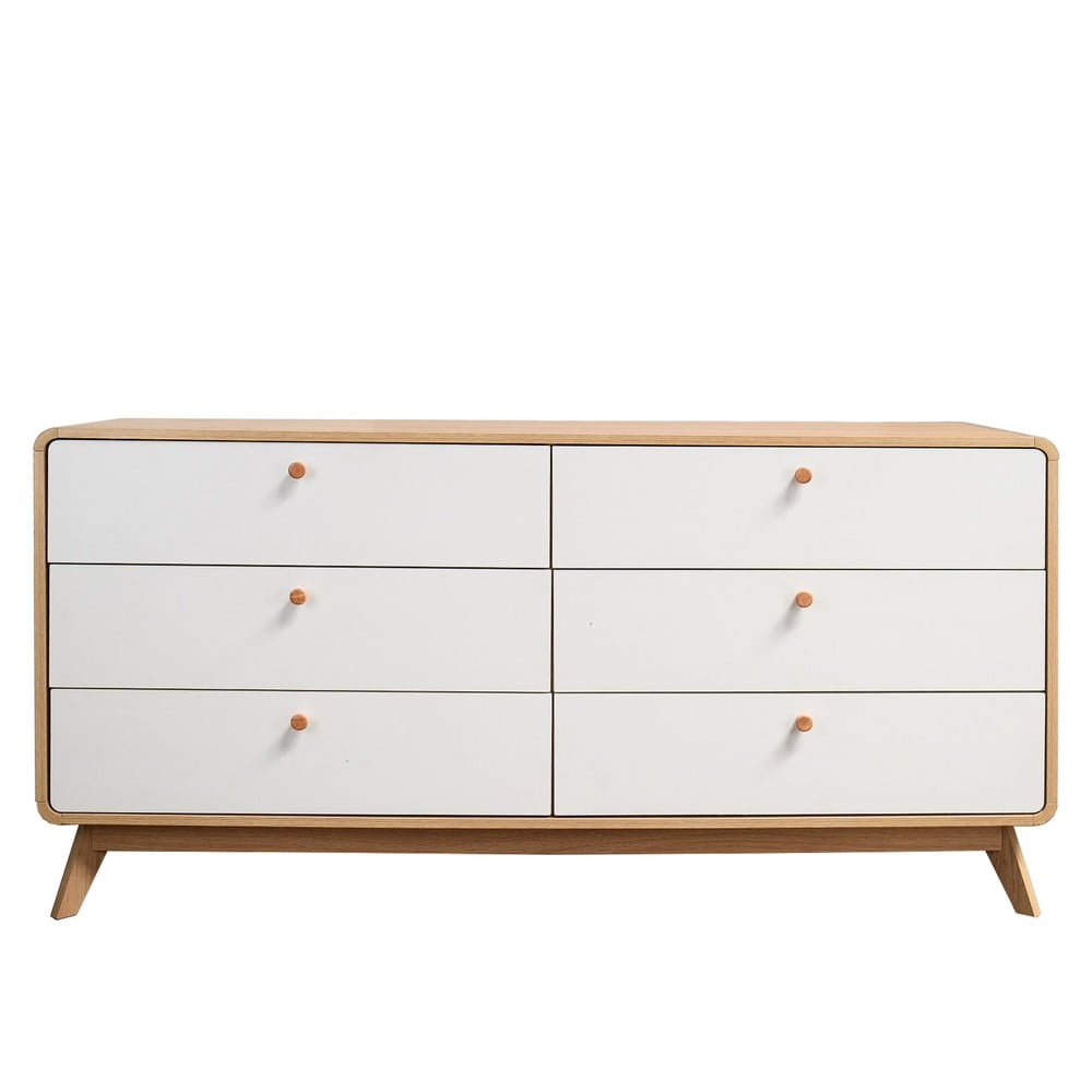 Nízka komoda v dekore duba v bielo-prírodnej farbe 150x74 cm Caitlin – Støraa