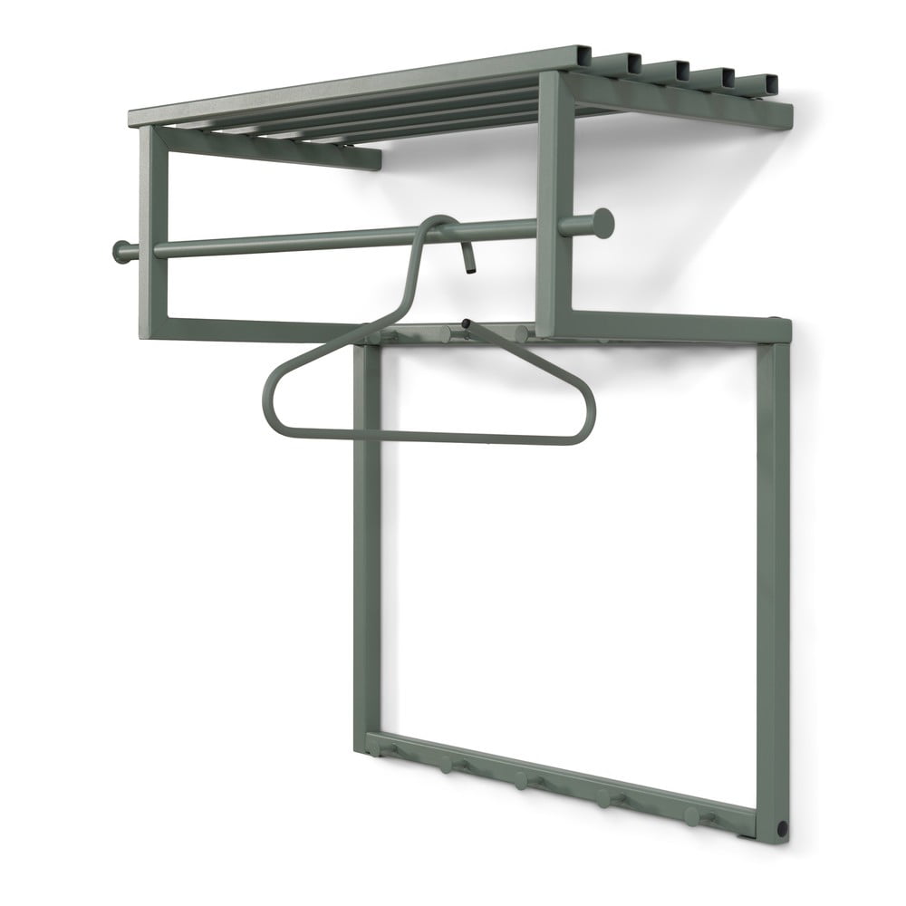 Sivozelený kovový nástenný vešiak s poličkou 76 cm Rizzoli – Spinder Design