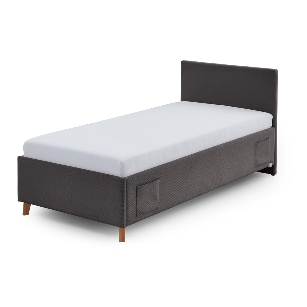Antracitová čalúnená detská posteľ s úložným priestorom s roštom 90x200 cm Cool – Meise Möbel