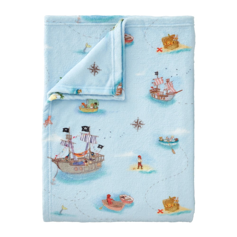 Modrá detská deka z mikroplyšu 150x200 cm Pirates – Belle & Boo