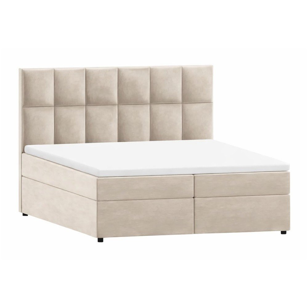 Béžová boxspring posteľ s úložným priestorom 160x200 cm Flip – Ropez