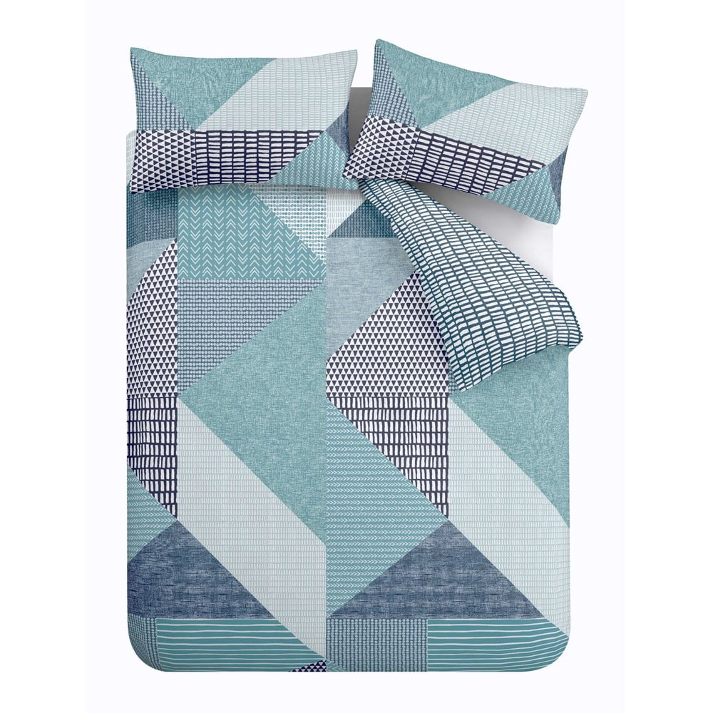 Zelenomodré obliečky na jednolôžko 135x200 cm Larsson Geo – Catherine Lansfield