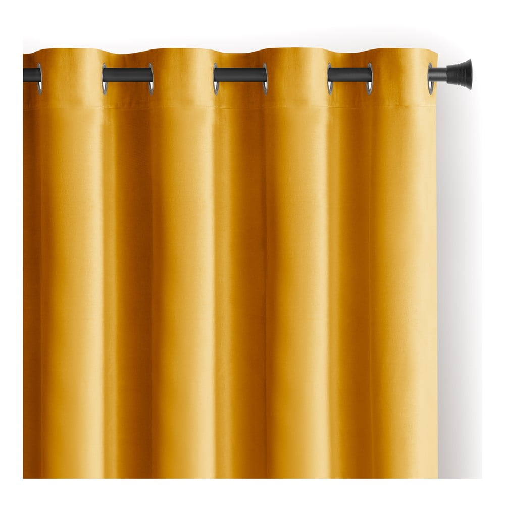 Žltý zamatový dimout záves 140x245 cm Eyelets – Restilo