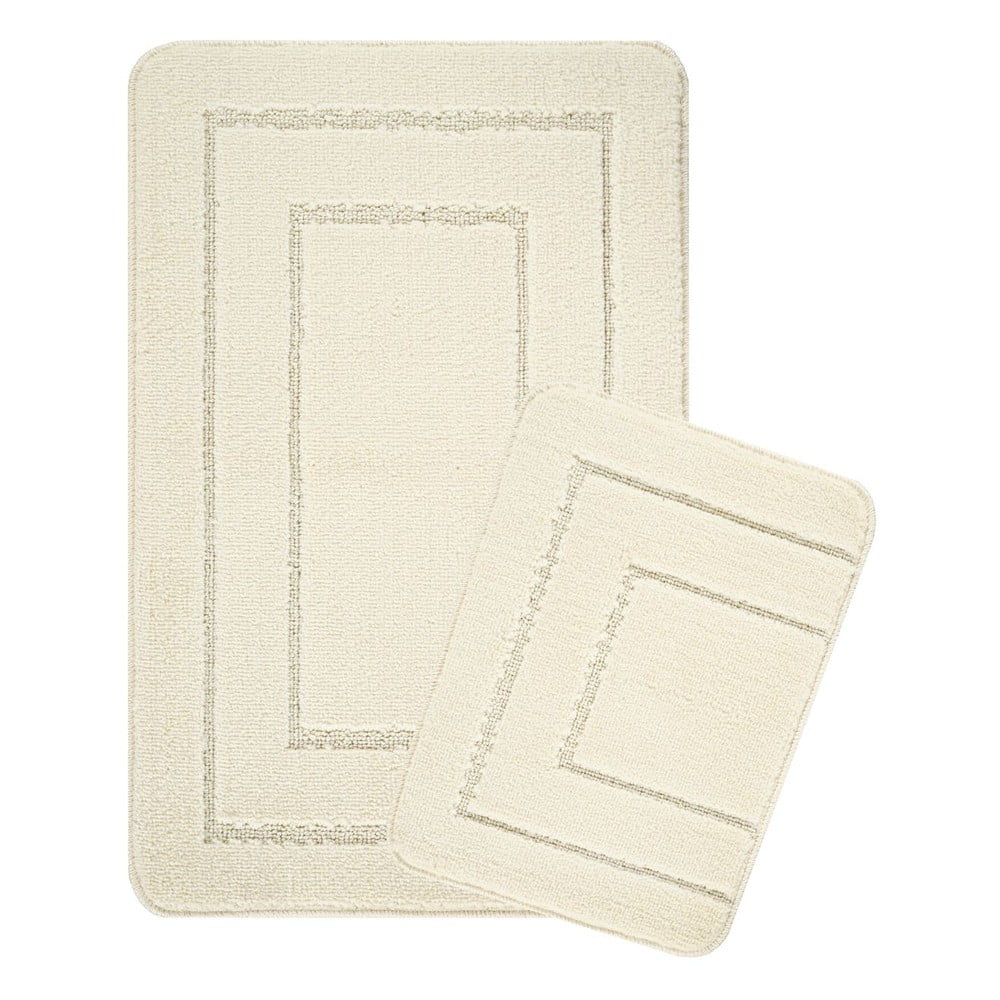 Krémové kúpeľňové predložky v súprave 2 ks 50x80 cm Cerceve – Foutastic