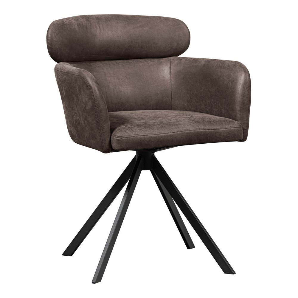 Tmavohnedé čalúnené jedálenské kreslo s podrúčkami Fenne – WOOOD