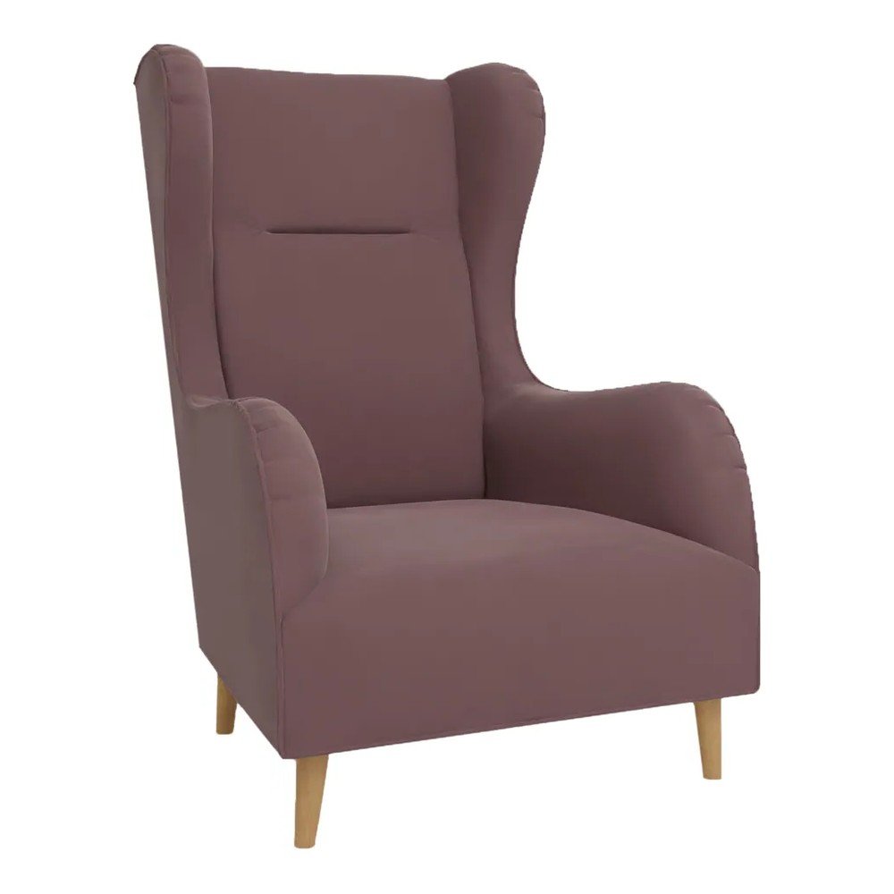 Ružové zamatové kreslo ušiak Carole – Ropez