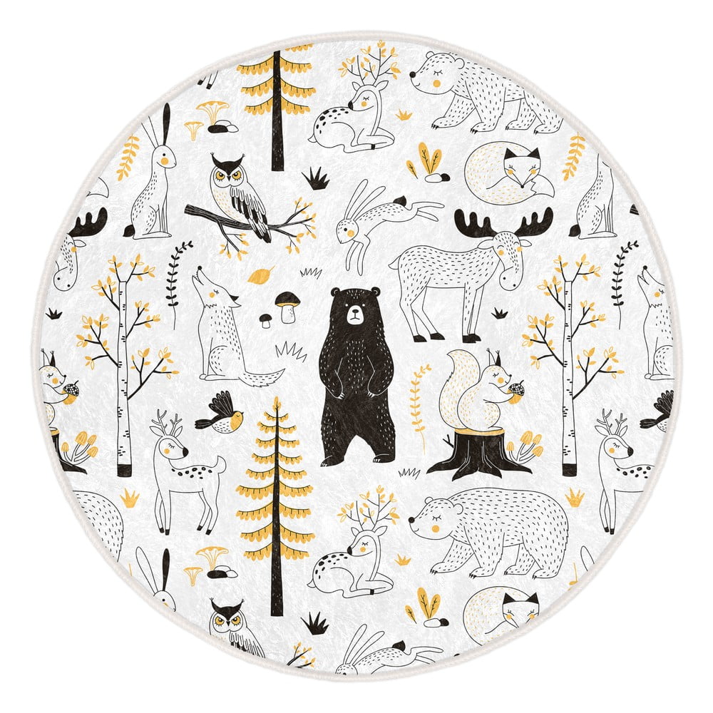 Žlto-biely detský koberec ø 80 cm Comfort – Mila Home