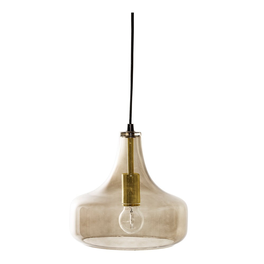 Hnedé závesné svietidlo so skleneným tienidlom ø 25