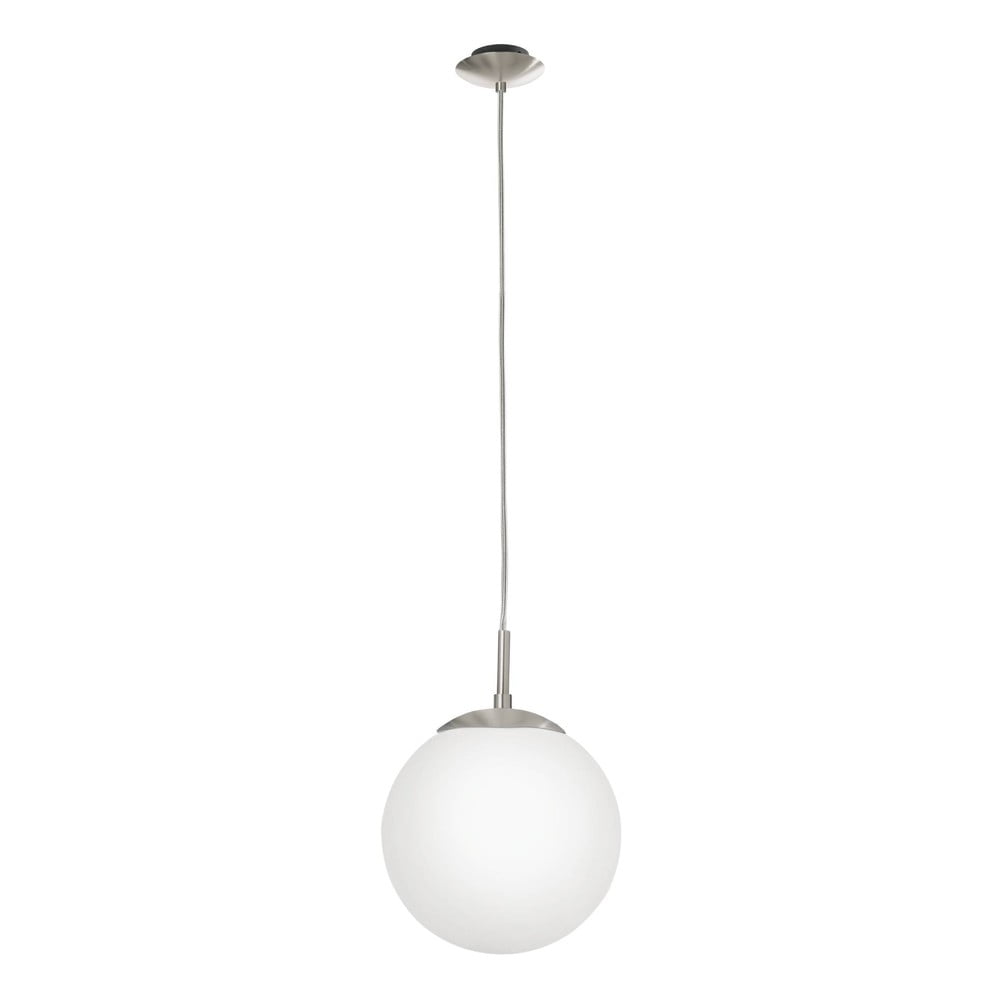 Závesné svietidlo v bielo-striebornej farbe so skleneným tienidlom ø 20 cm RONDO – EGLO