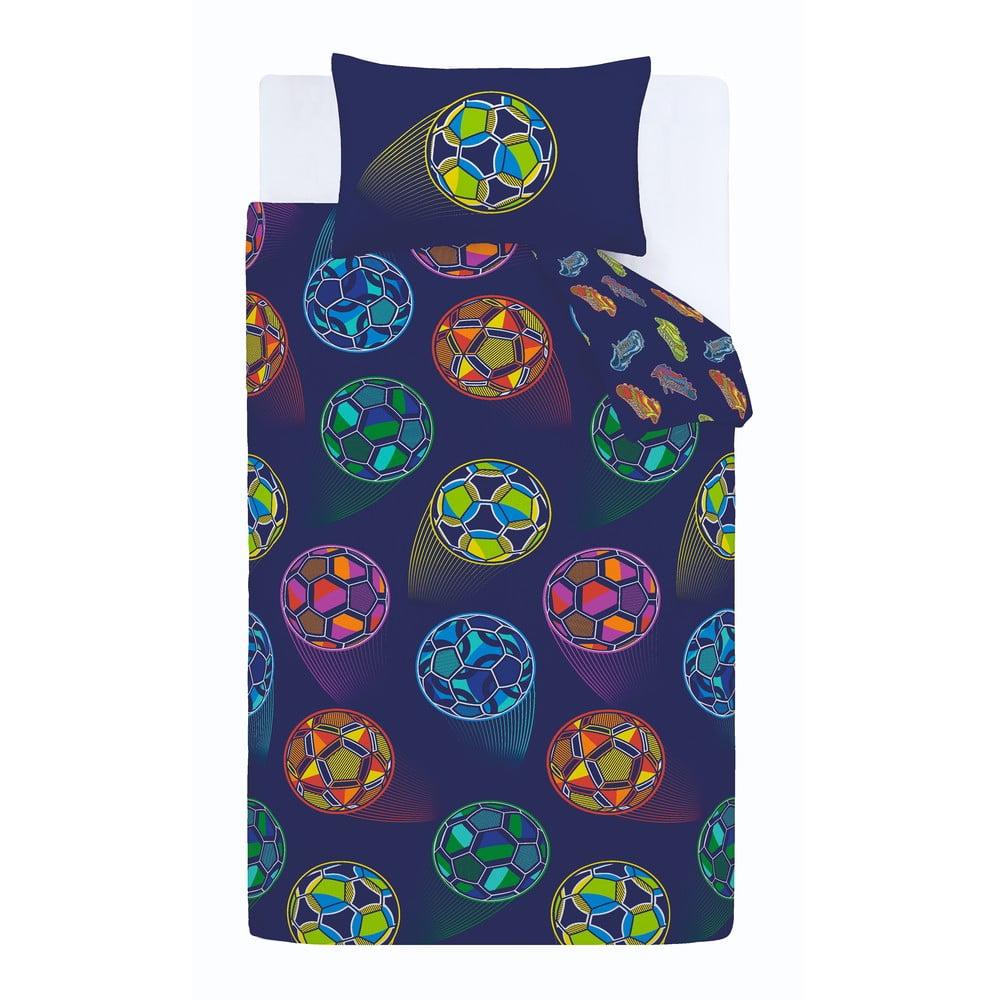 Modré detské obliečky na dvojlôžko 200x200 cm Bright Football – Catherine Lansfield