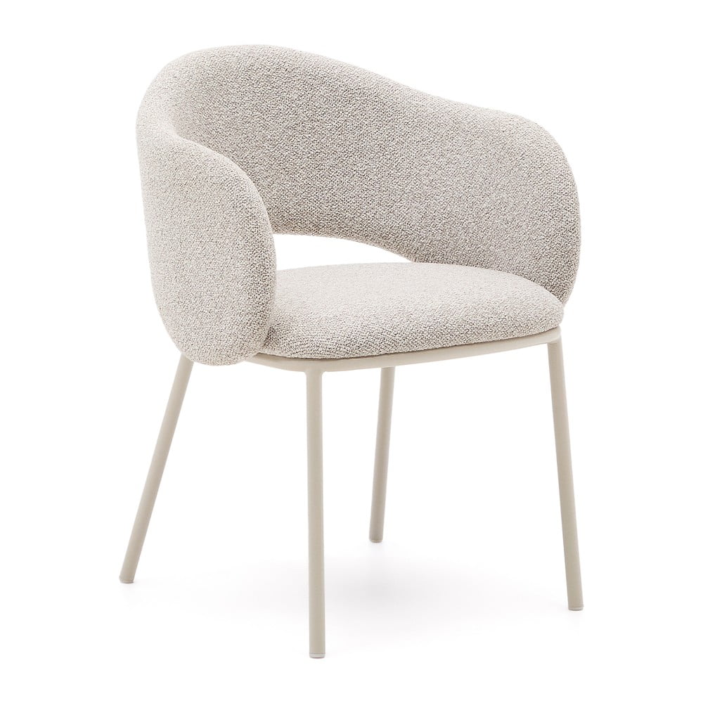 Slonovinové čalúnené jedálenské kreslo Maina – Kave Home