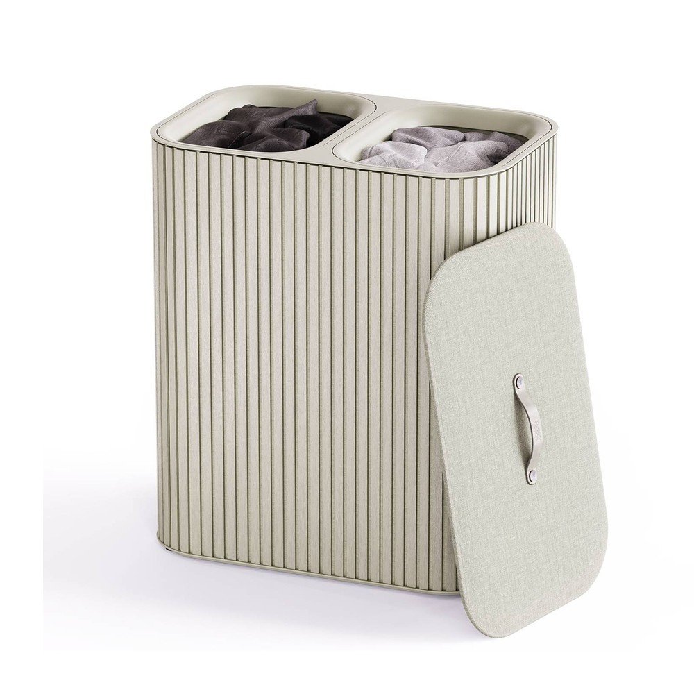 Béžový bambusový kôš na bielizeň 2x45 l Tota Luxe – Joseph Joseph