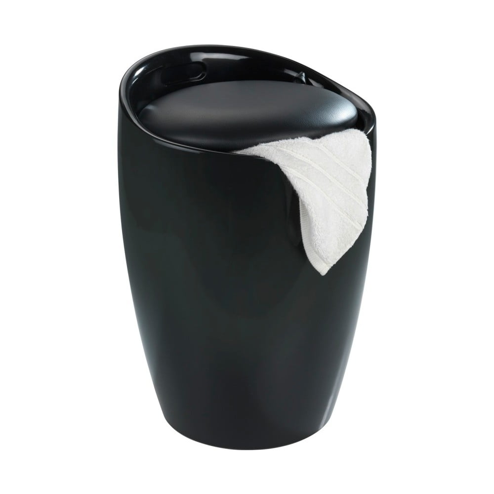 Čierny kôš na bielizeň a taburetka v jednom Wenko Candy