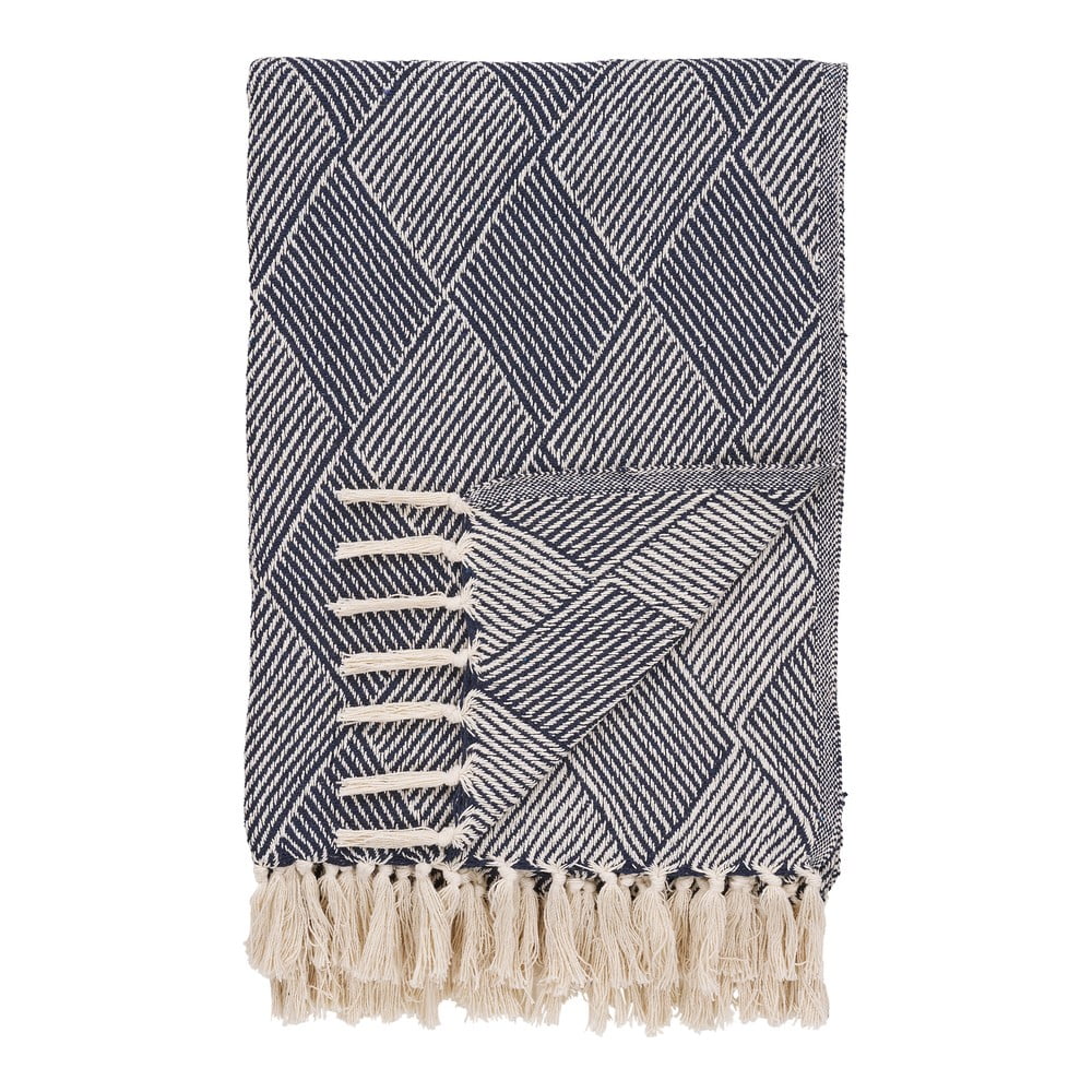 Modrá deka z recyklovanej bavlny 130x180 cm Izmir – House Nordic