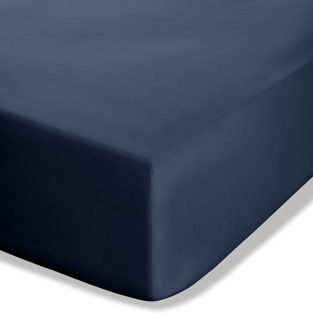 Tmavomodrá napínacia perkálová plachta 90x190 cm Easy Iron Percale – Catherine Lansfield