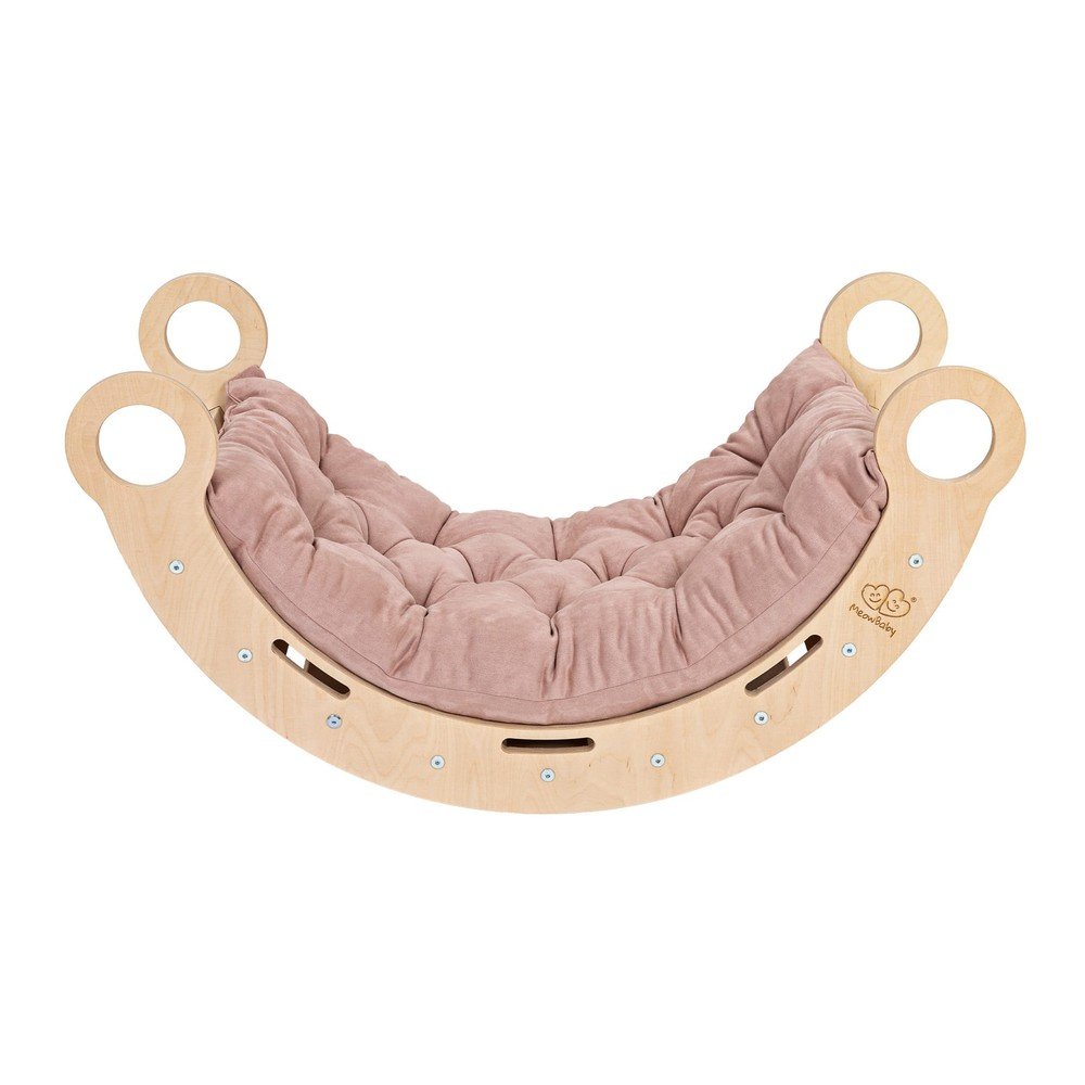 Ružová/v prírodnej farbe hojdačka z borovicového dreva 39x75x38 cm Montessori – Meowbaby