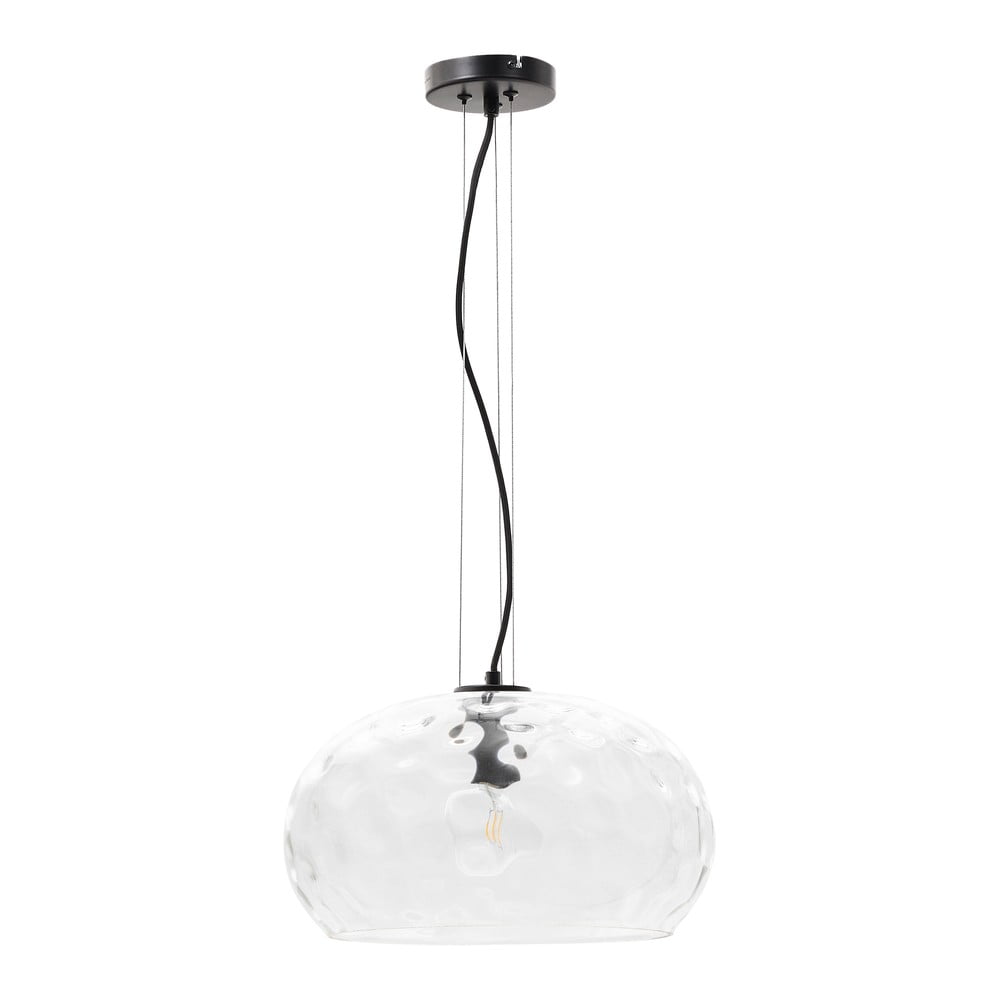 Čierne závesné svietidlo so skleneným tienidlom ø 40 cm Balma – Kave Home