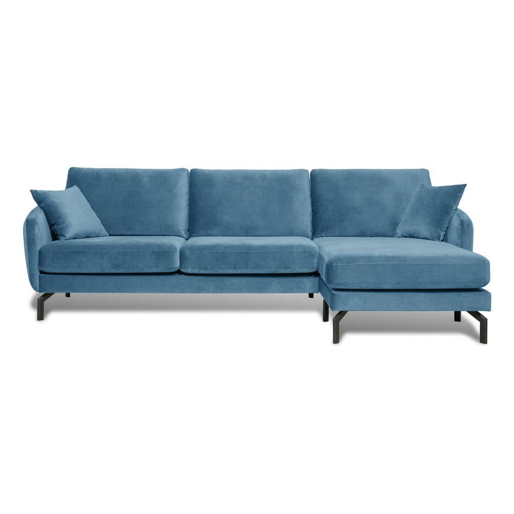 Modrá zamatová rohová pohovka (pravý roh) Magic - Scandic