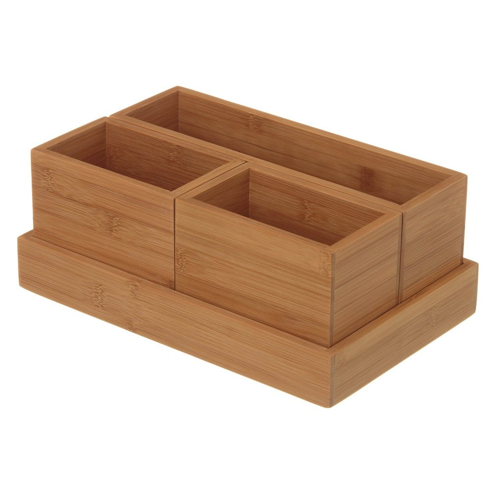 Bambusové kúpeľňové organizéry v súprave 4 ks v prírodnej farbe – Casa Selección