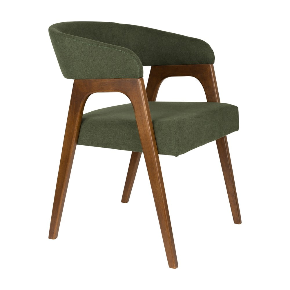 Tmavozelené čalúnené jedálenské kreslo s podrúčkami Adamello – Dutchbone