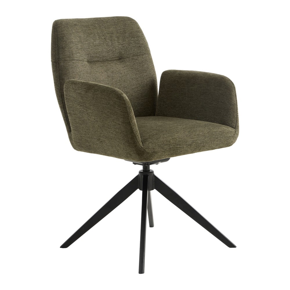 Zelené čalúnené jedálenské kreslo s podrúčkami Roxana – Unique Furniture