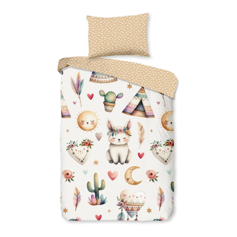 Béžové bavlnené detské obliečky do postieľky 100x135 cm Luz – Good Morning