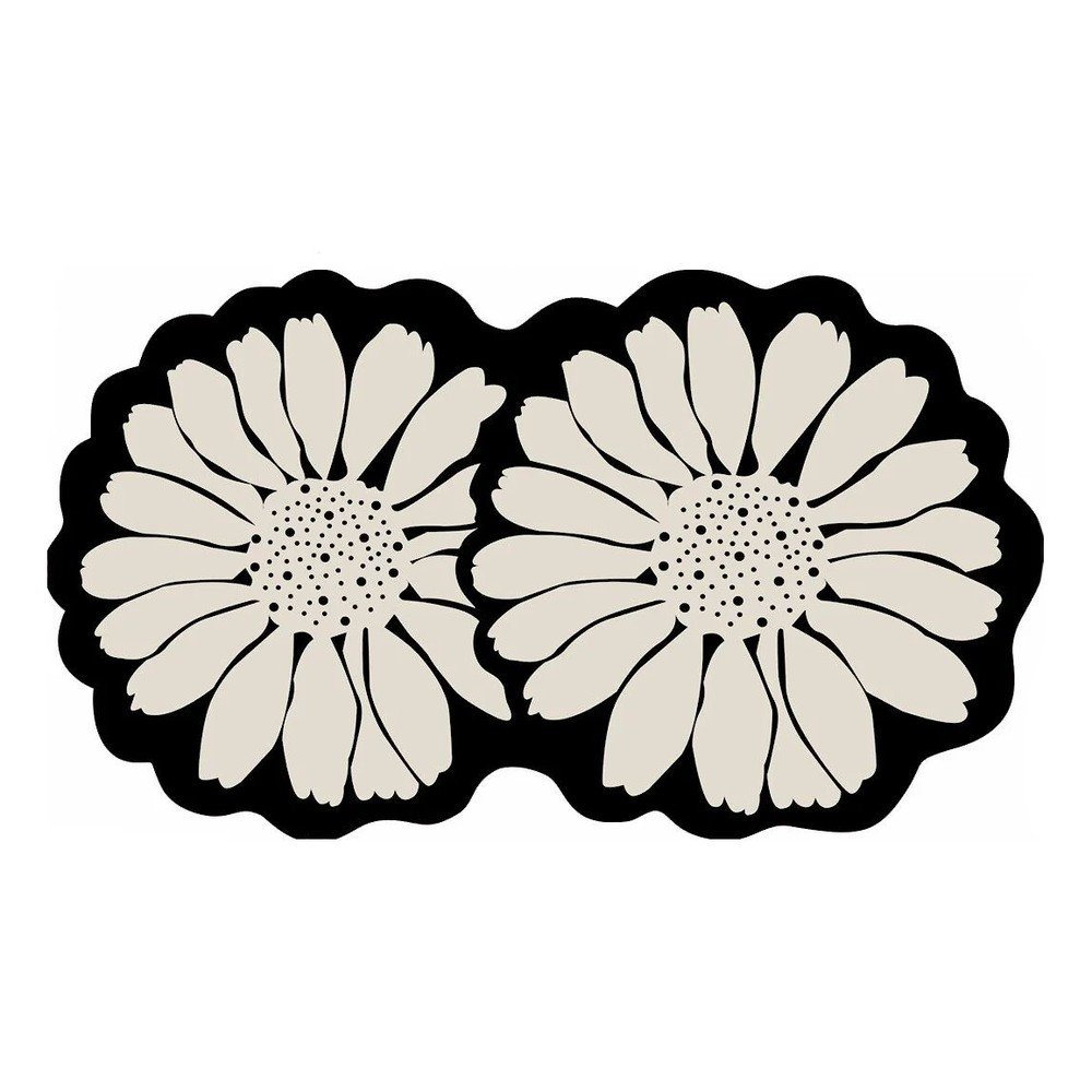 Čierna/krémová kúpeľňová predložka 70x120 cm Flor Extrana – Foutastic