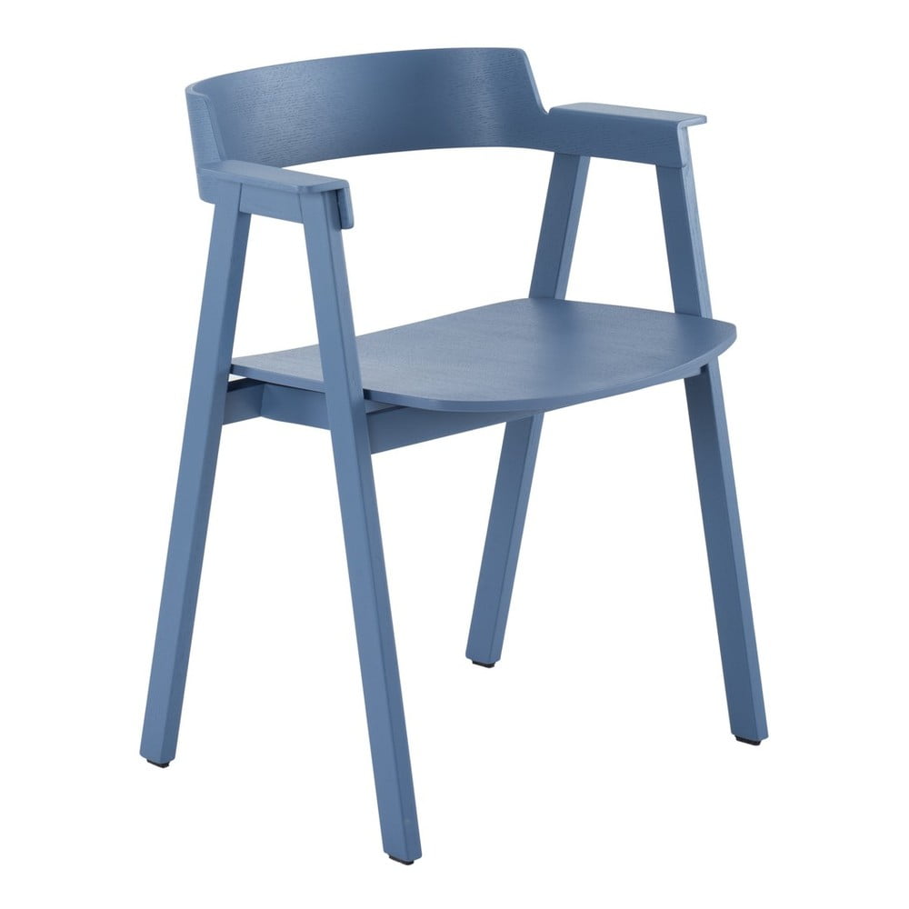 Modrá jedálenská stolička s podrúčkami z dubového dreva Flip – Gazzda