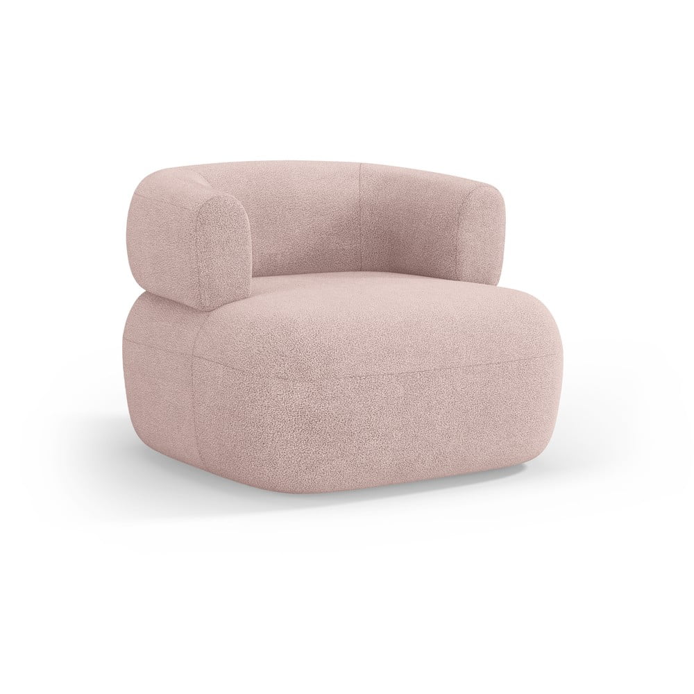 Svetloružové kreslo z textílie buklé Jenny – Micadoni Home