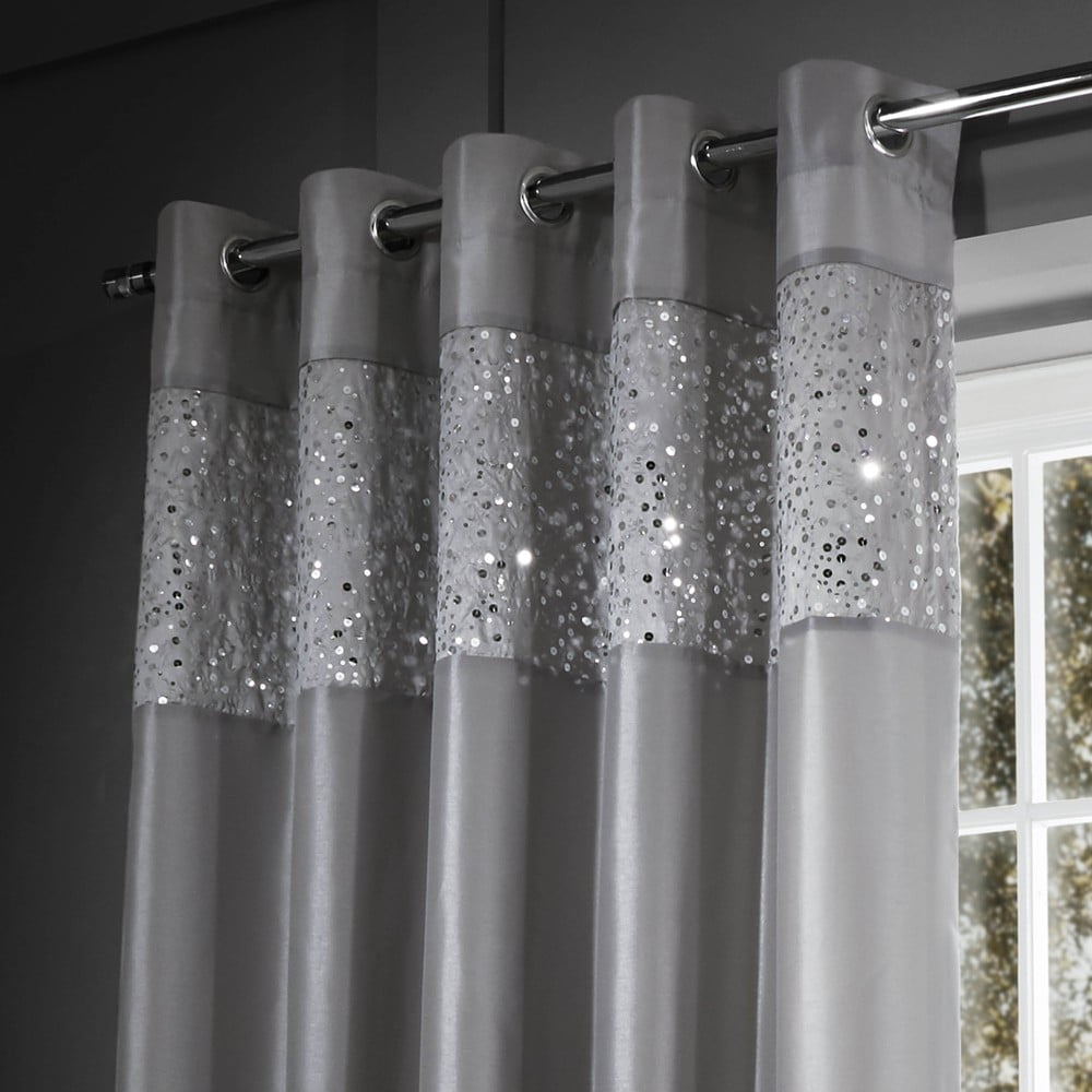 Sivé závesy v súprave 2 ks z mikrosaténu 168x137 cm Glitzy Sequin – Catherine Lansfield