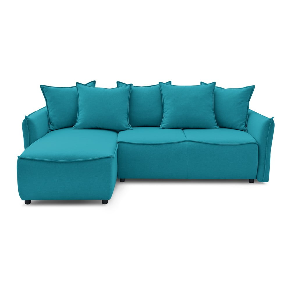 Tyrkysovomodrá rozkladacia rohová pohovka (ľavý roh) Leon – Bobochic Paris