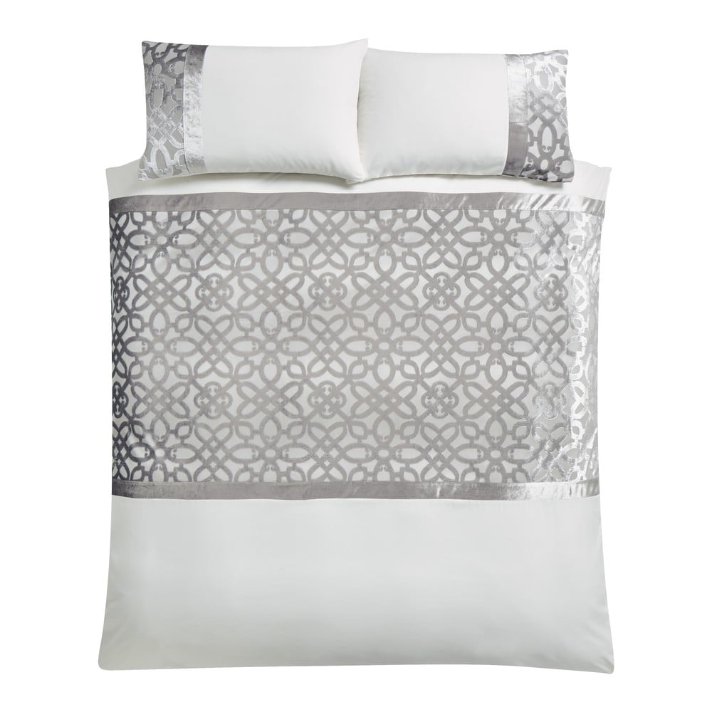 Béžovo-krémové zamatové obliečky na dvojlôžko 200x200 cm Lattice Cut - Catherine Lansfield