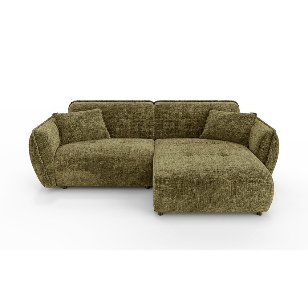 Zelená ženilková rohová pohovka (pravý roh/s leňoškou) Nelia – Ropez