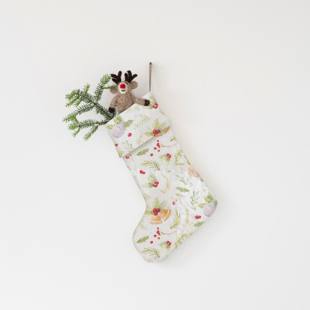 Látková vianočná pančucha Christmas Print – Linen Tales